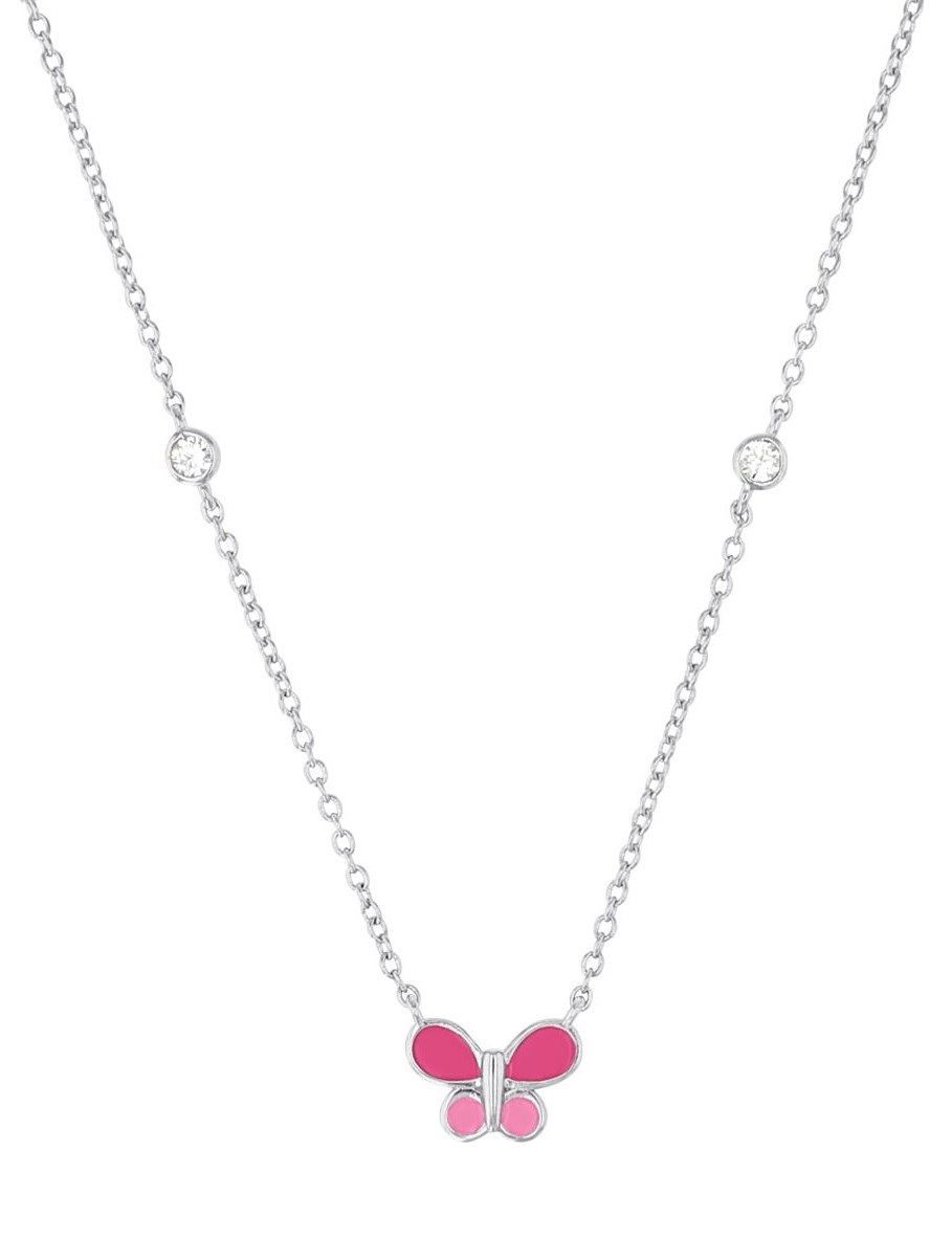 Lillifee Mädchen Halskette 2037948 Silber 925 Anhänger Schmetterling Emaille rosa pink Zirkonia