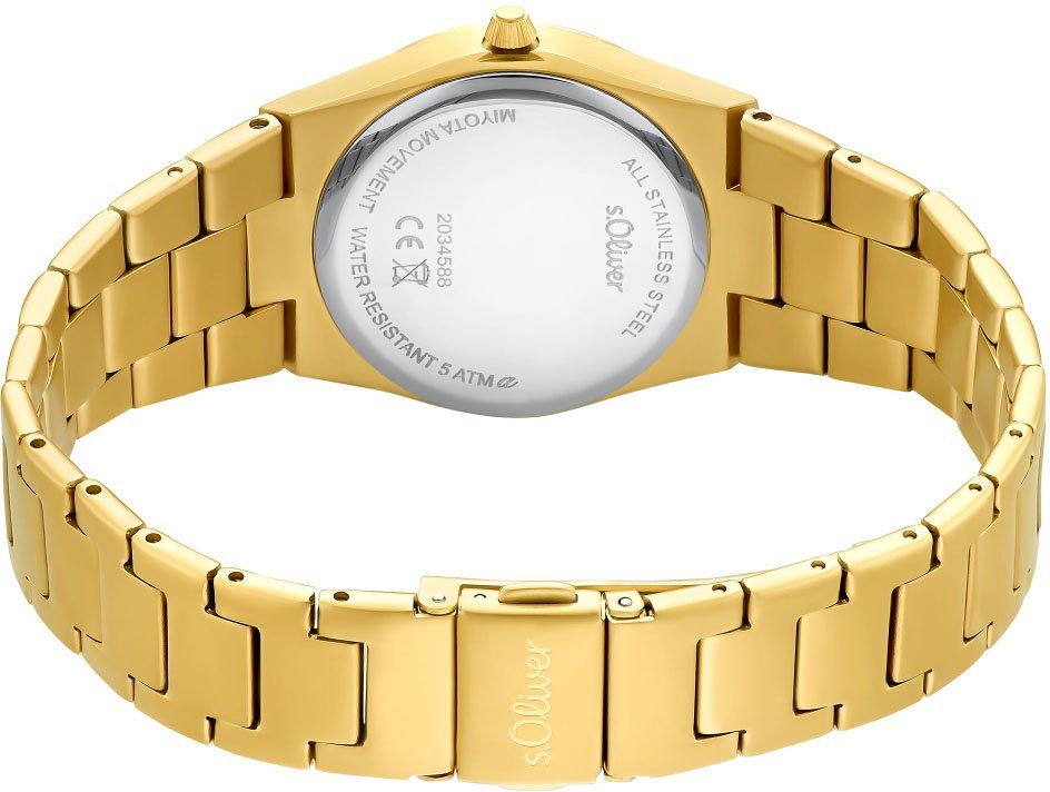 s.Oliver Damen Armbanduhr 2034588 Edelstahl IP gelbgold Zirkonia