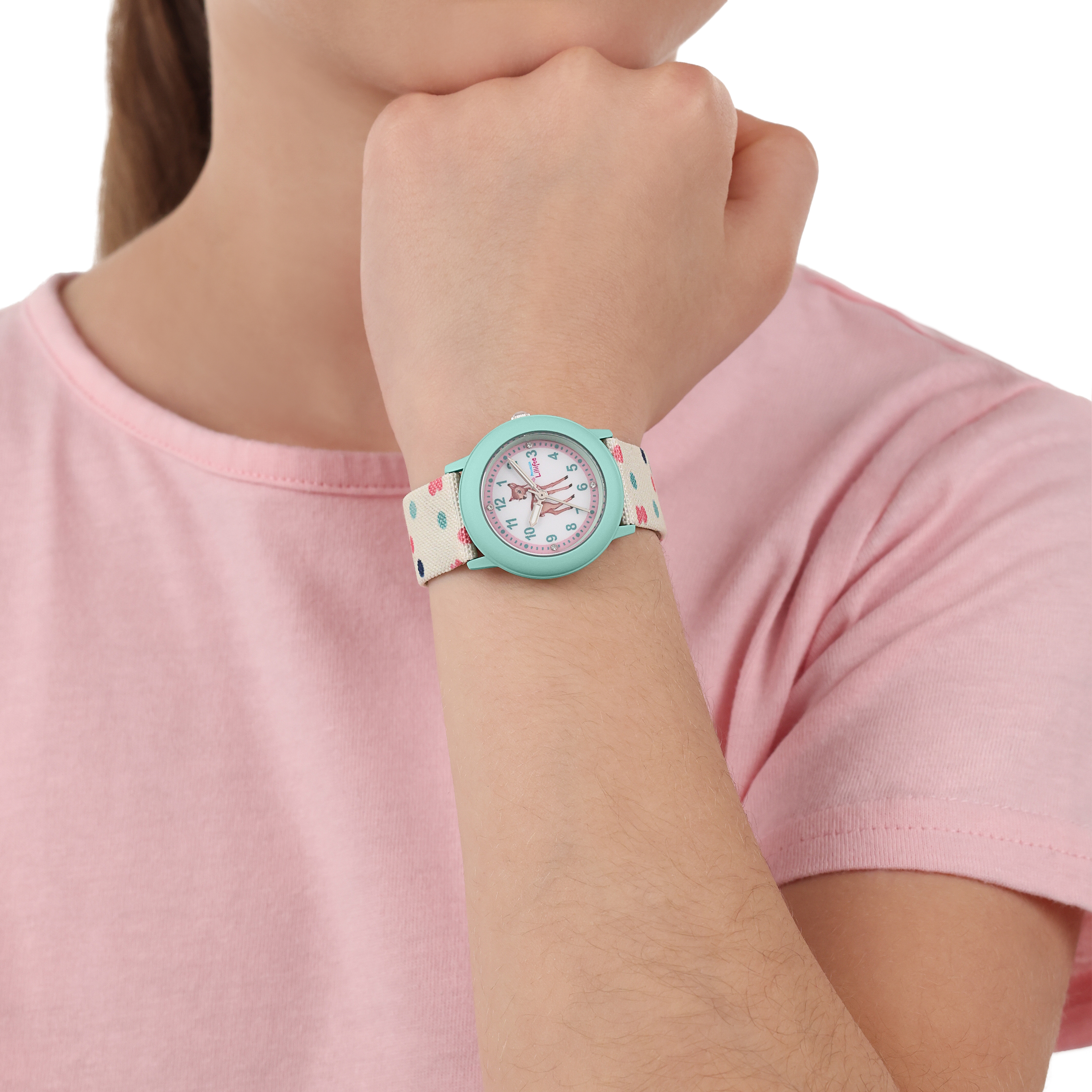 Prinzessin Lillifee Mädchen Armbanduhr 2038626 Textilband Rehkitz grün