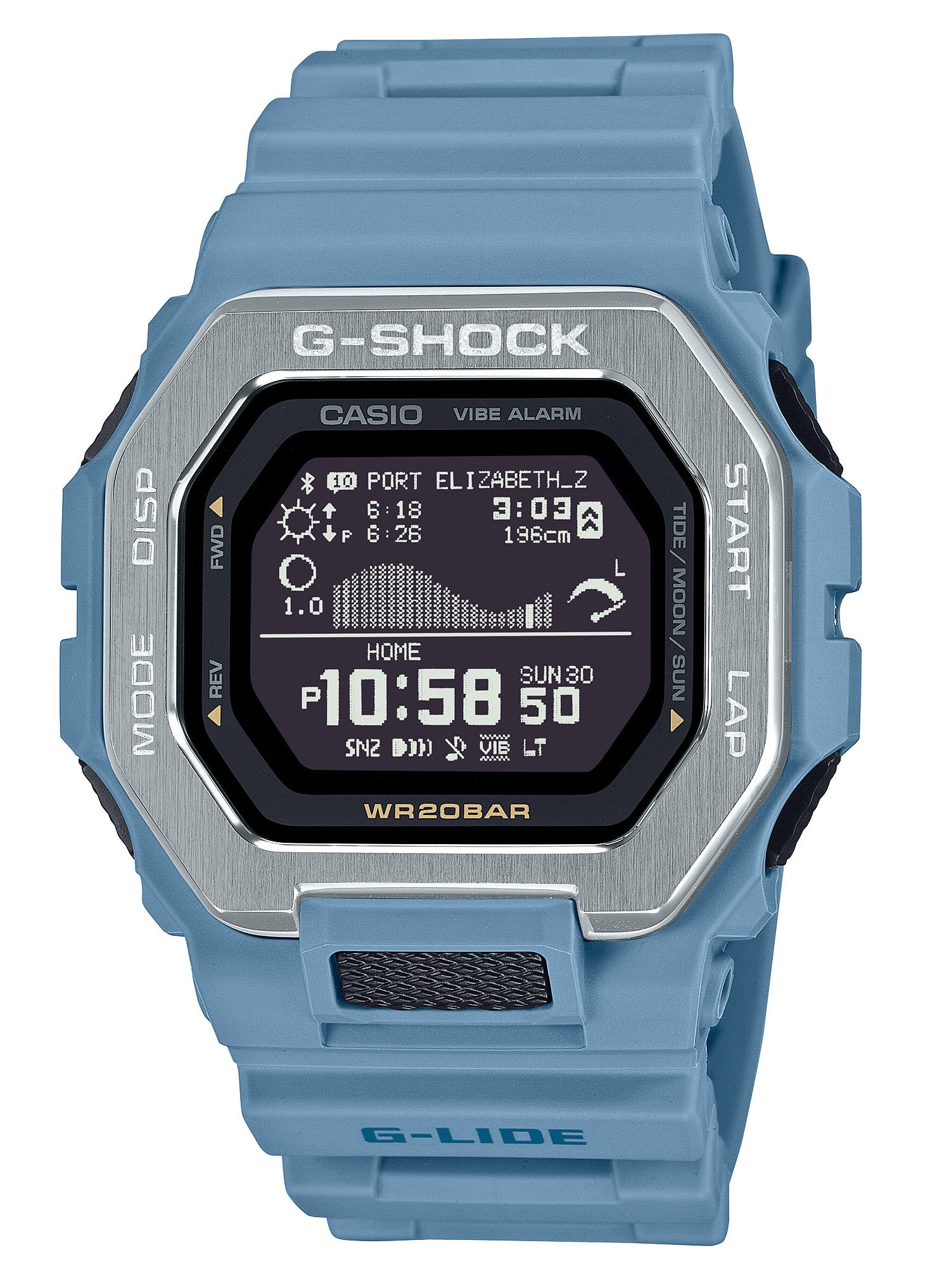 Casio Herren Armbanduhr G-Shock GBX-100-2AER G-LIDE Bluetooth digital hellblau