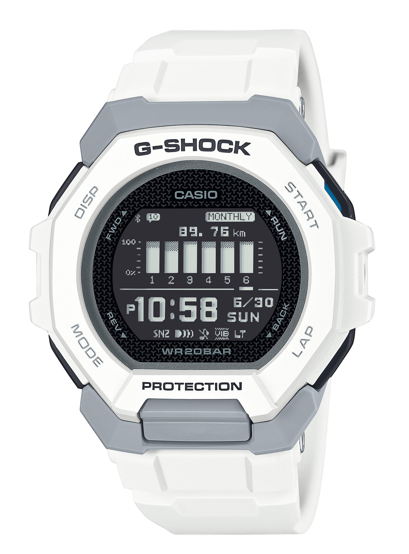 Casio G-Shock GBD-300-7ER G-SQUAD Bluetooth digital weiß grau