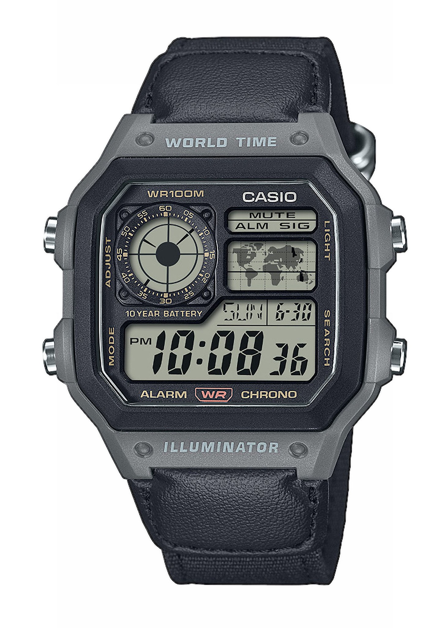 Casio Herren Armbanduhr AE-1200WHUB-8AVEF digital Textilband schwarz