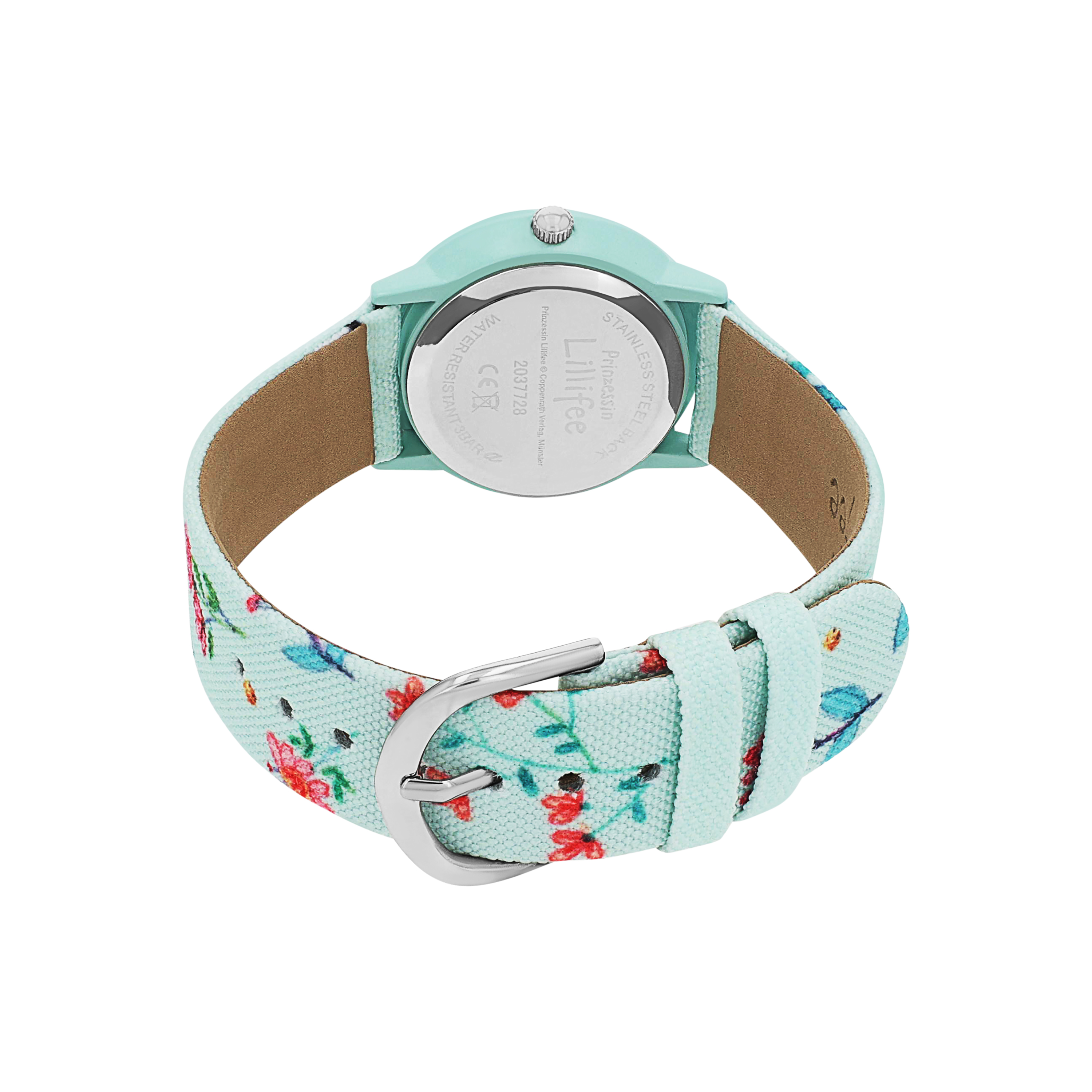 Prinzessin Lillifee Mädchen Armbanduhr 2037728 Textilband Blumen Schmetterling türkis