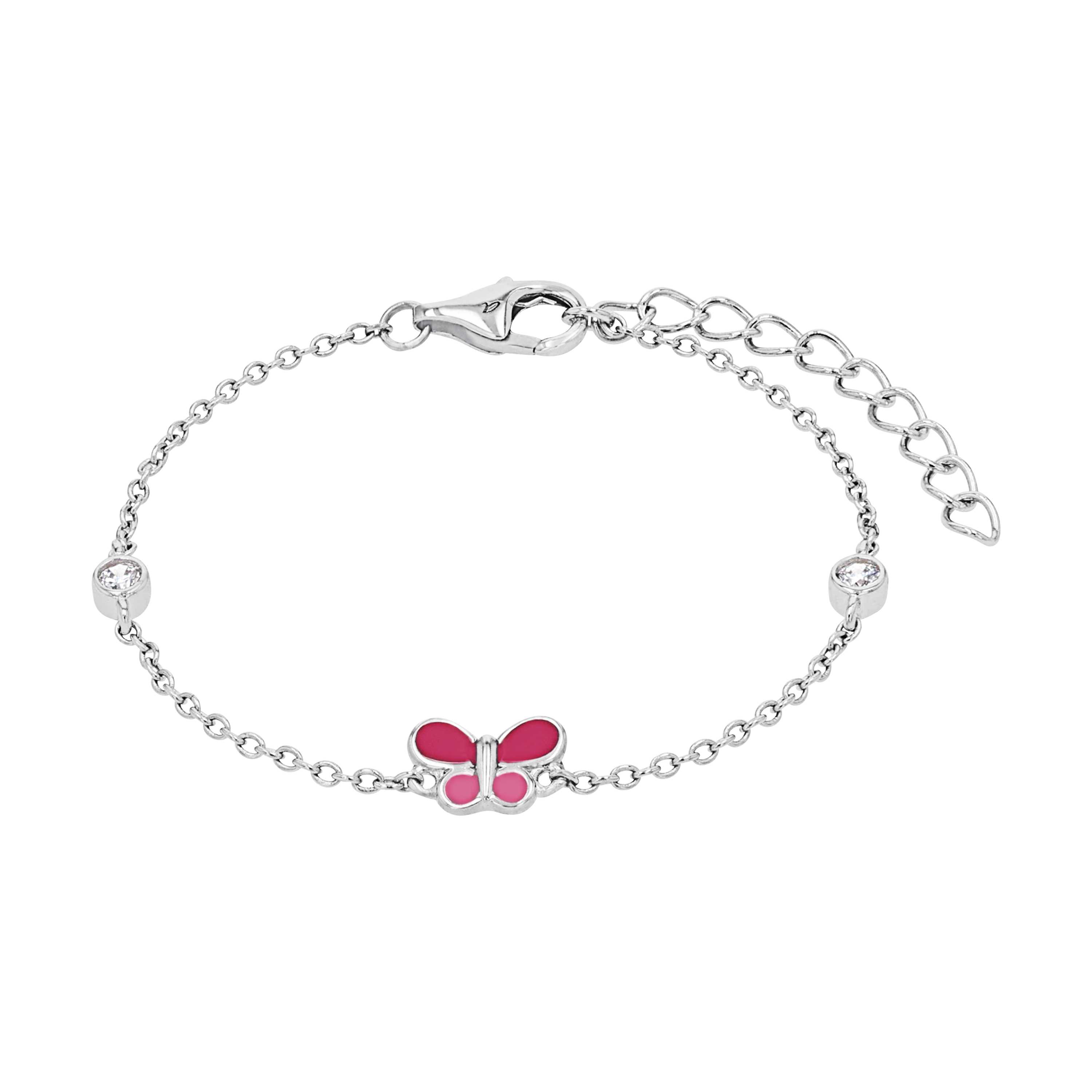 Lillifee Mädchen Armband 2037949 Silber 925 Schmetterling Emaille rosa pink Zirkonia
