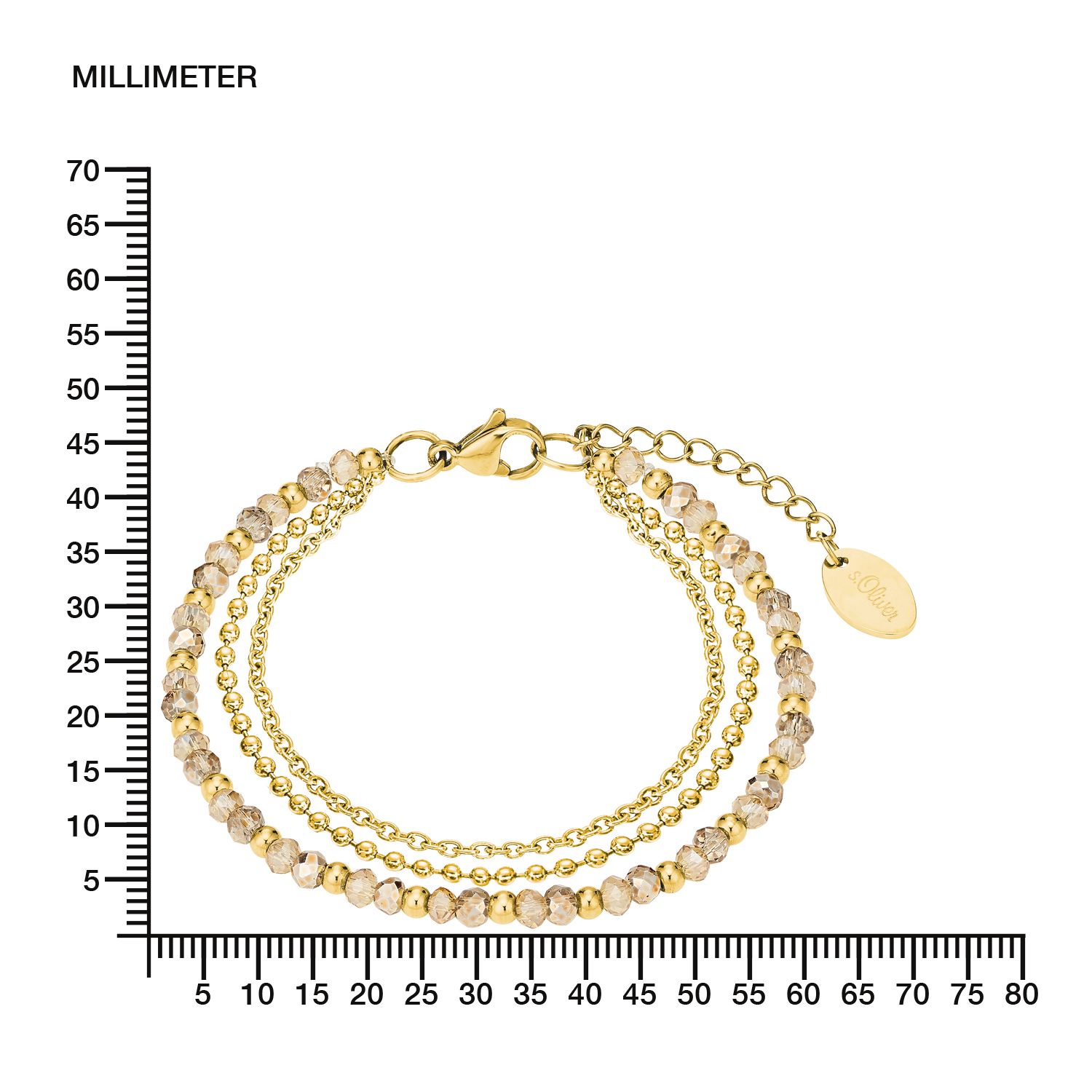 s.Oliver Damen Armband  2026182 Glassteine Edelstahl gold IP