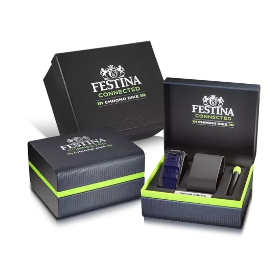 Festina Herren Armbanduhr Chrono Bike Connected Special Edition F20647/1 Edelstahl schwarz blau IP