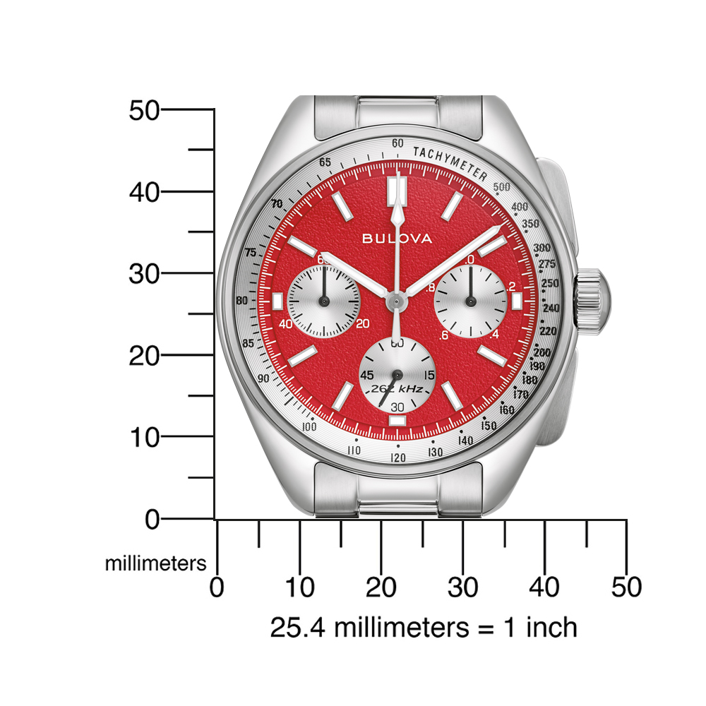 Bulova Herren Armbanduhr 96K115 LUNAR PILOT Chronograph Edelstahl mit Wechselband