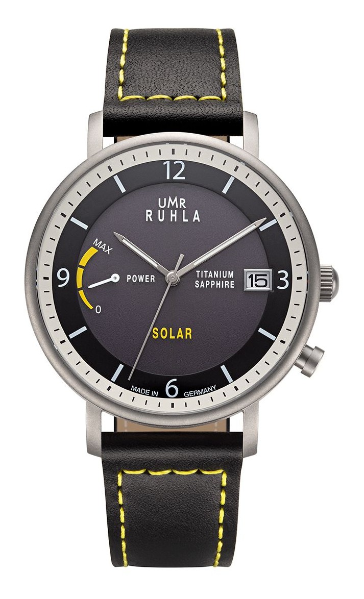 UMR Ruhla Herren Armbanduhr Solar 94102 Titan Lederband 