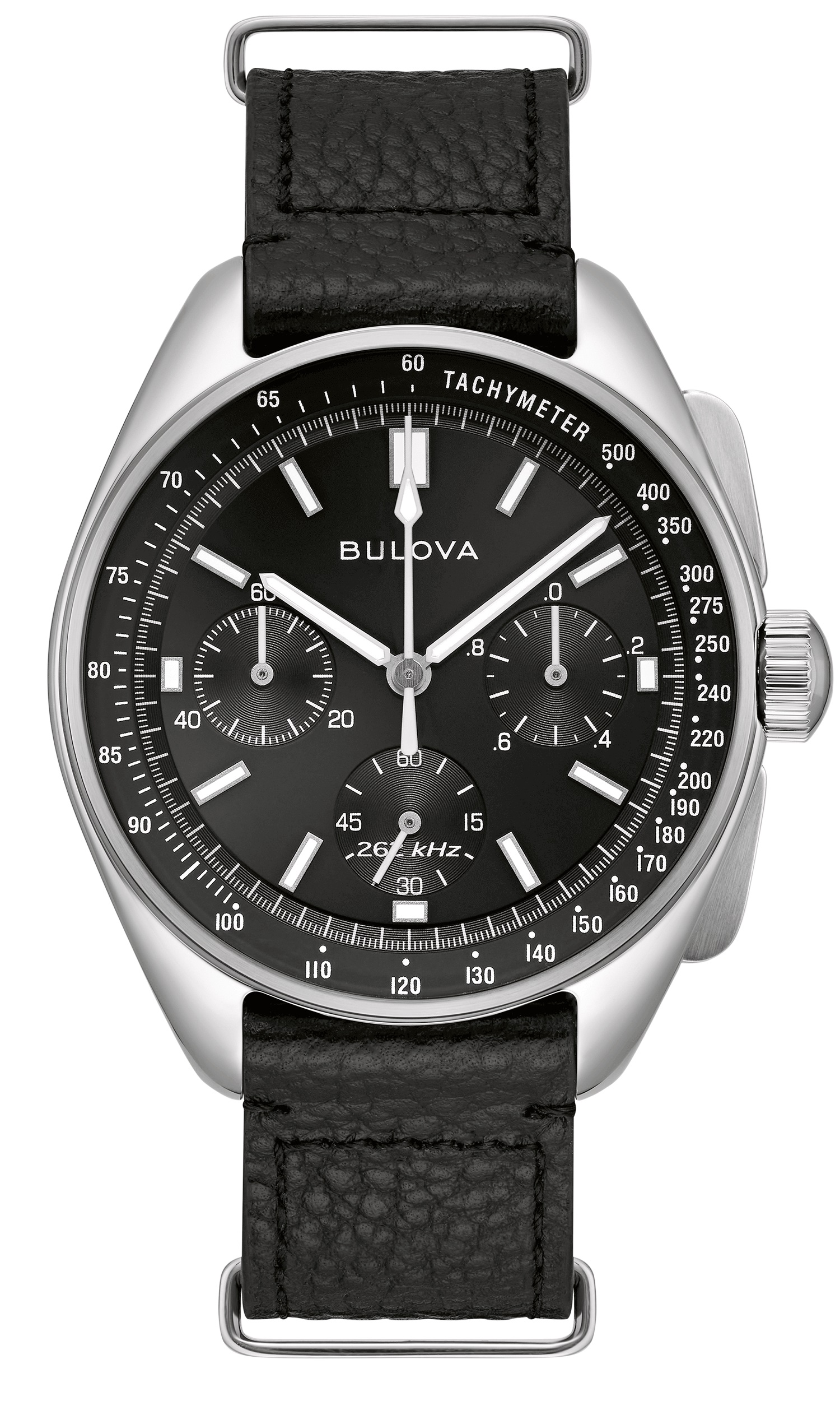 Bulova Herren Armbanduhr LUNAR PILOT 96K111 Chronograph Edelstahl Wechselband schwarz