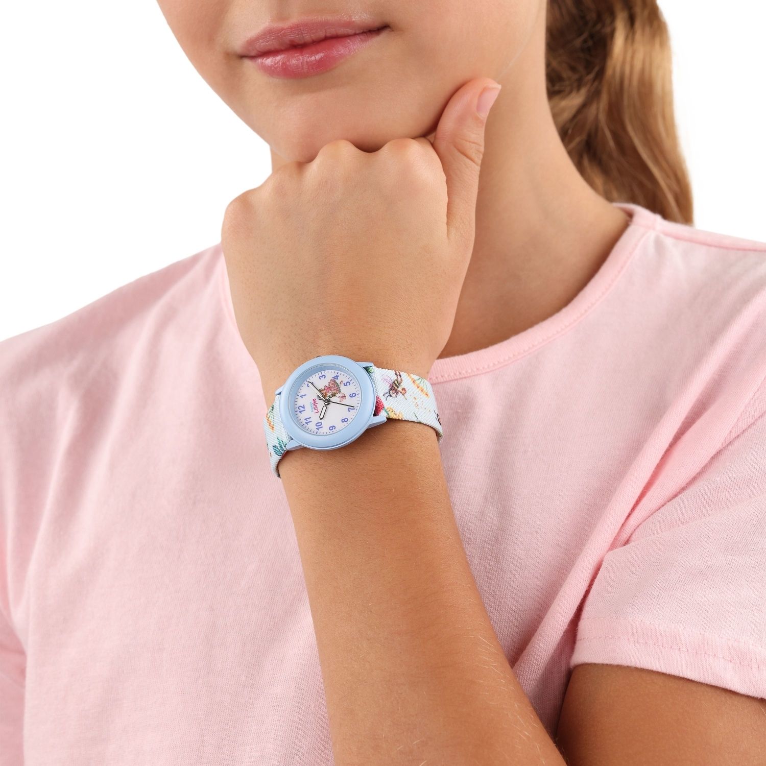 Prinzessin Lillifee Mädchen Armbanduhr 2037726 Textilband Tier- und Naturmotive hellblau