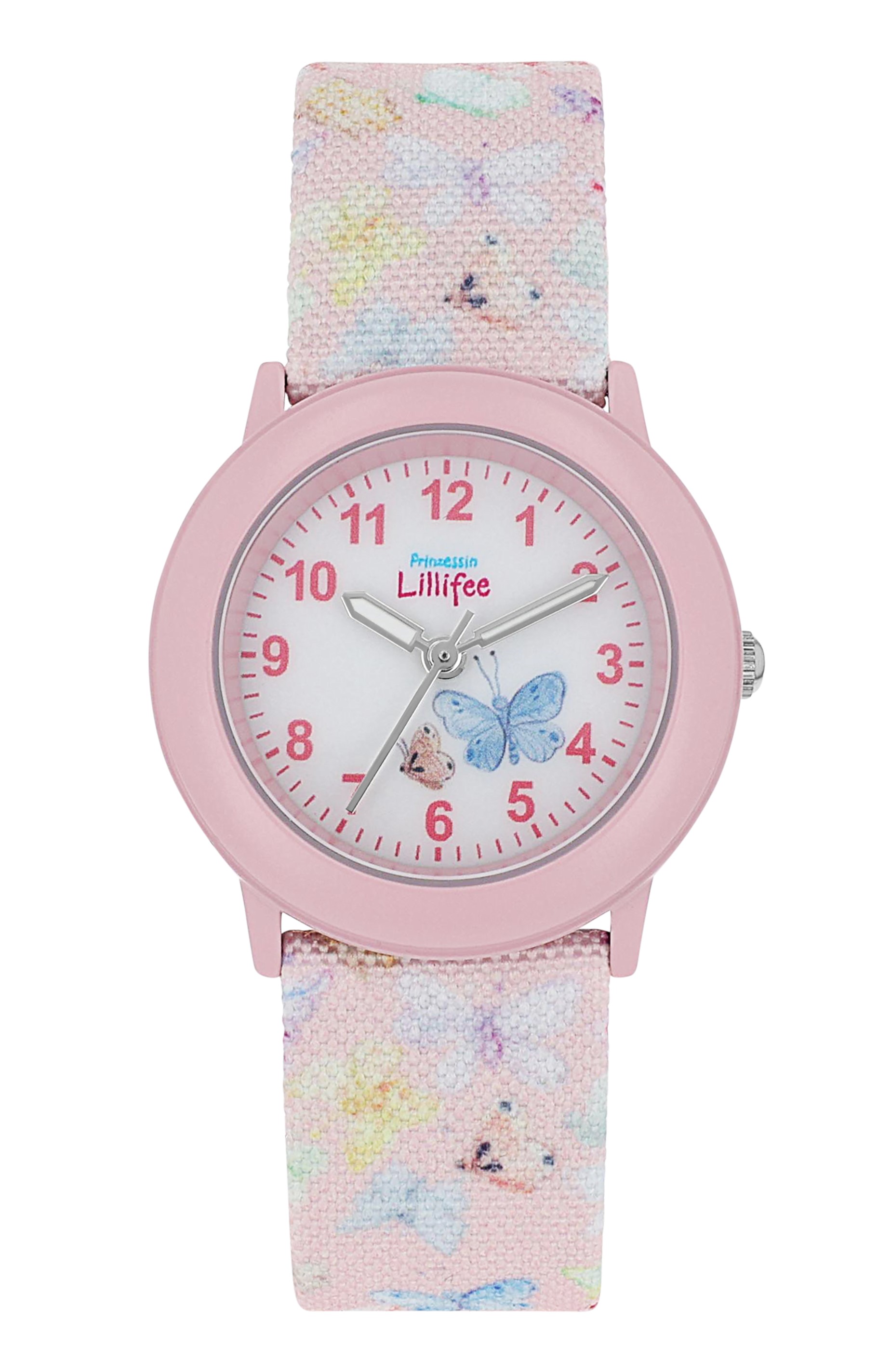 Prinzessin Lillifee Mädchen Armbanduhr 2037730 Textilband Schmetterlinge rosa