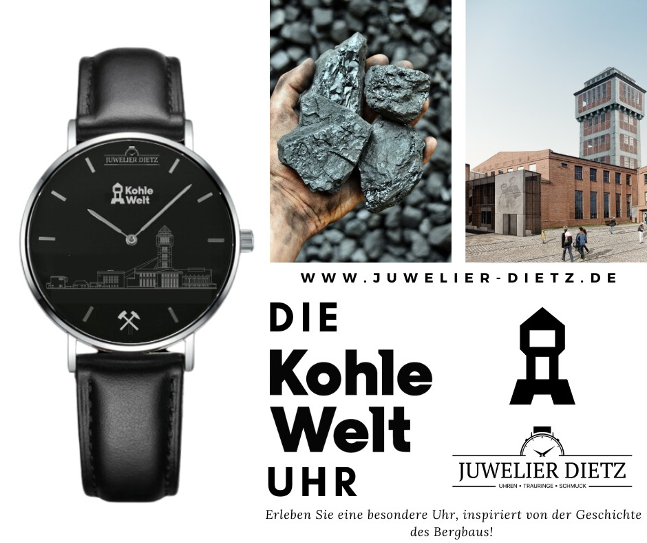 Juwelier Dietz "DIE KohleWelt UHR" Edelstahl Lederband schwarz