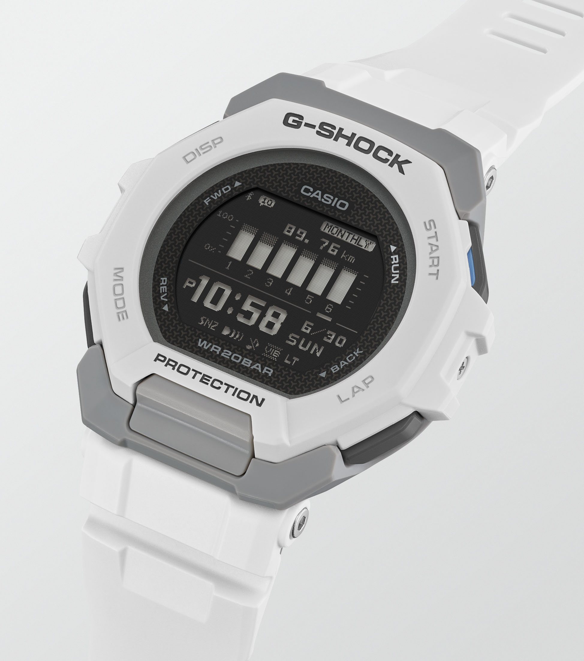 Casio G-Shock GBD-300-7ER G-SQUAD Bluetooth digital weiß grau