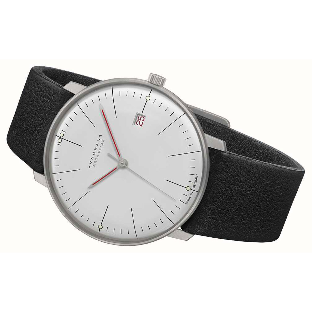 Junghans Herren Armbanduhr Funk 059/2326.02 Max Bill Mega Solar Bauhaus