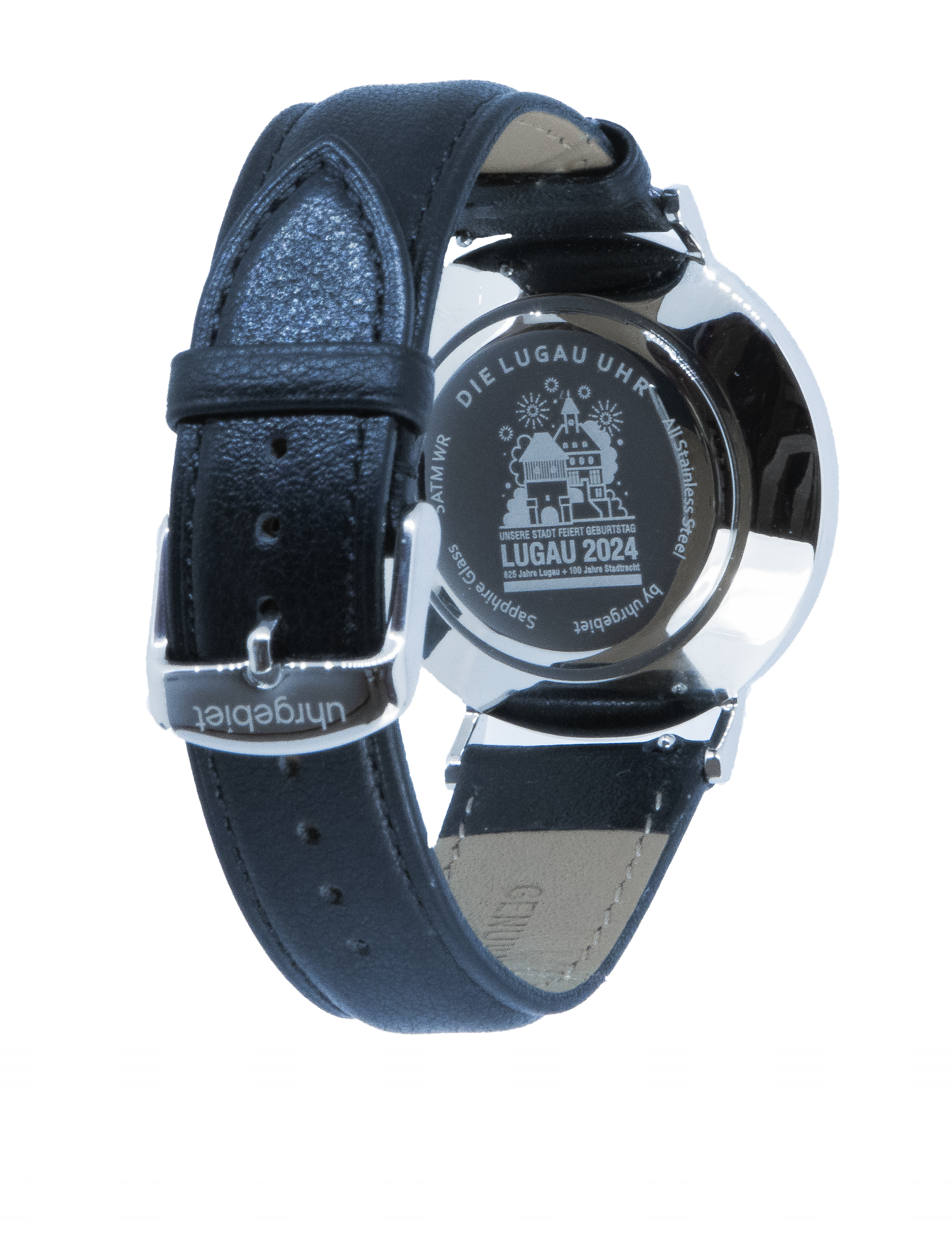 Juwelier Dietz "DIE LUGAU UHR" Edition 1 Edelstahl Lederband schwarz