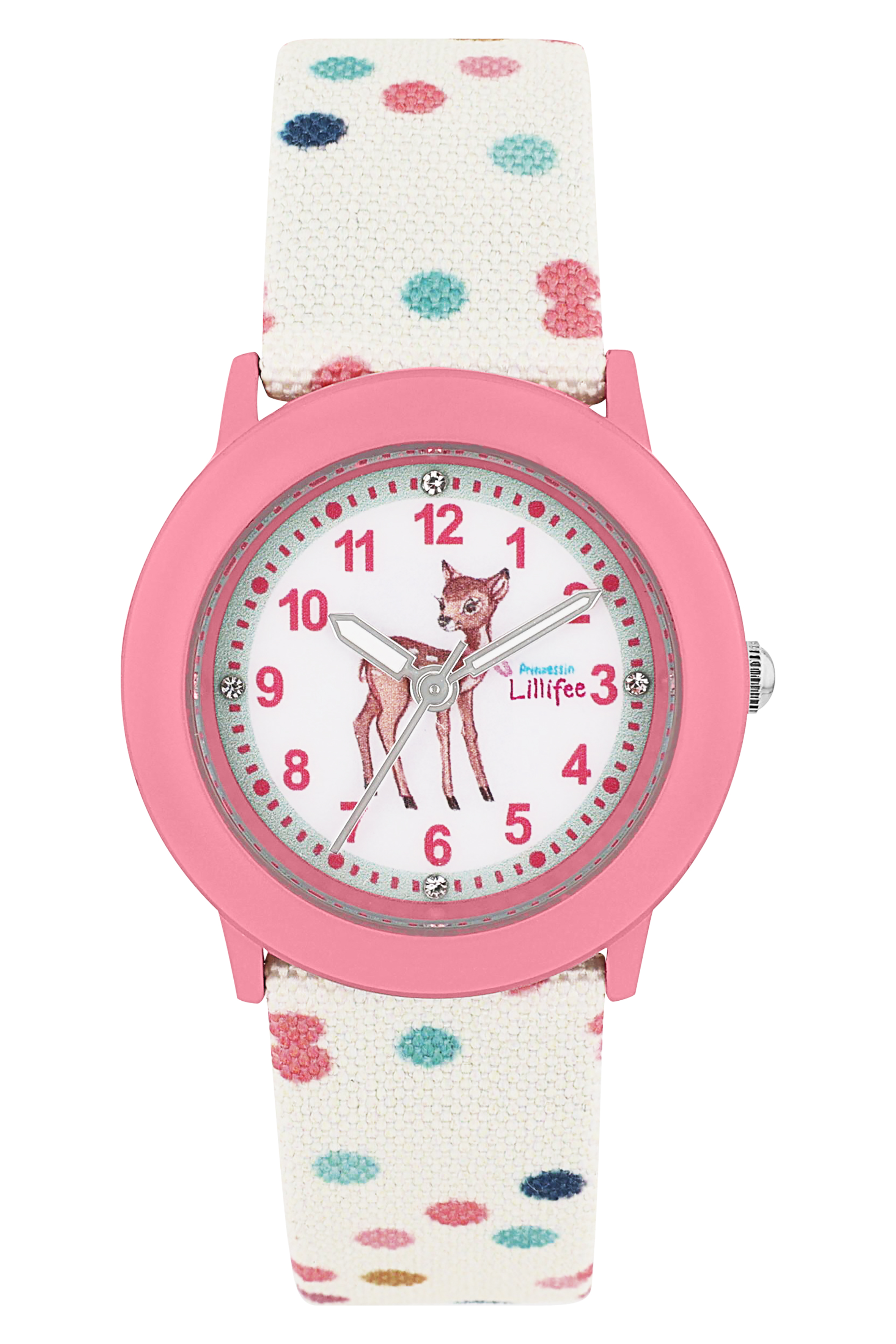 Prinzessin Lillifee Mädchen Armbanduhr 2038624 Textilband Rehkitz rosa