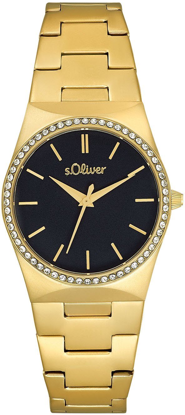 s.Oliver Damen Armbanduhr 2034588 Edelstahl IP gelbgold Zirkonia