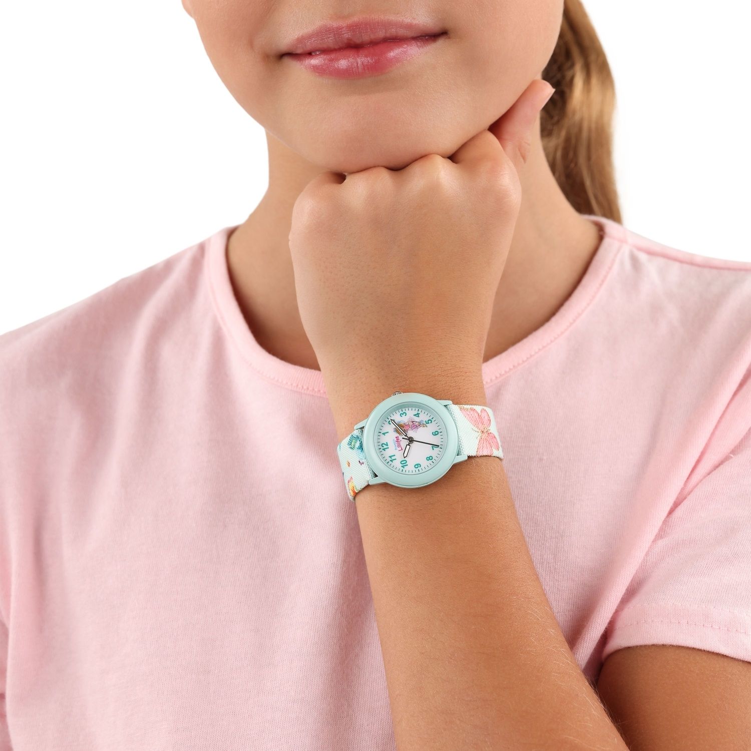 Prinzessin Lillifee Mädchen Armbanduhr 2037728 Textilband Blumen Schmetterling türkis